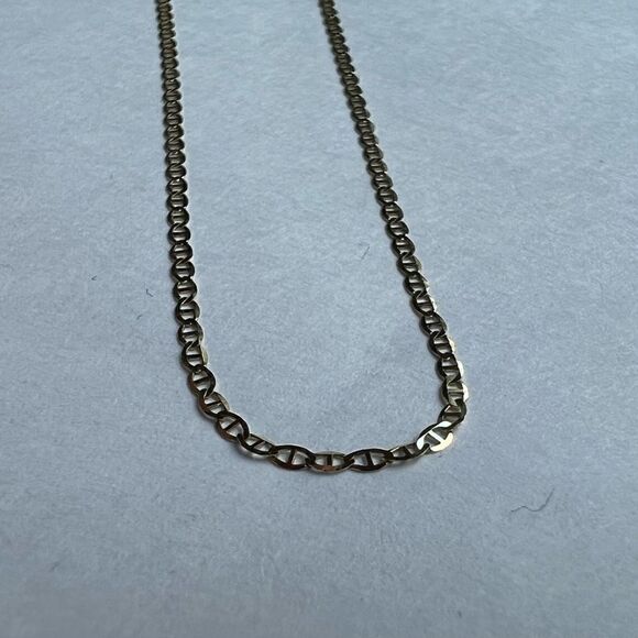 14k Real Gold 1.4mm Flat Mariner Chain necklace16” |Italian chain | Italian Gold - Picture 4 of 9